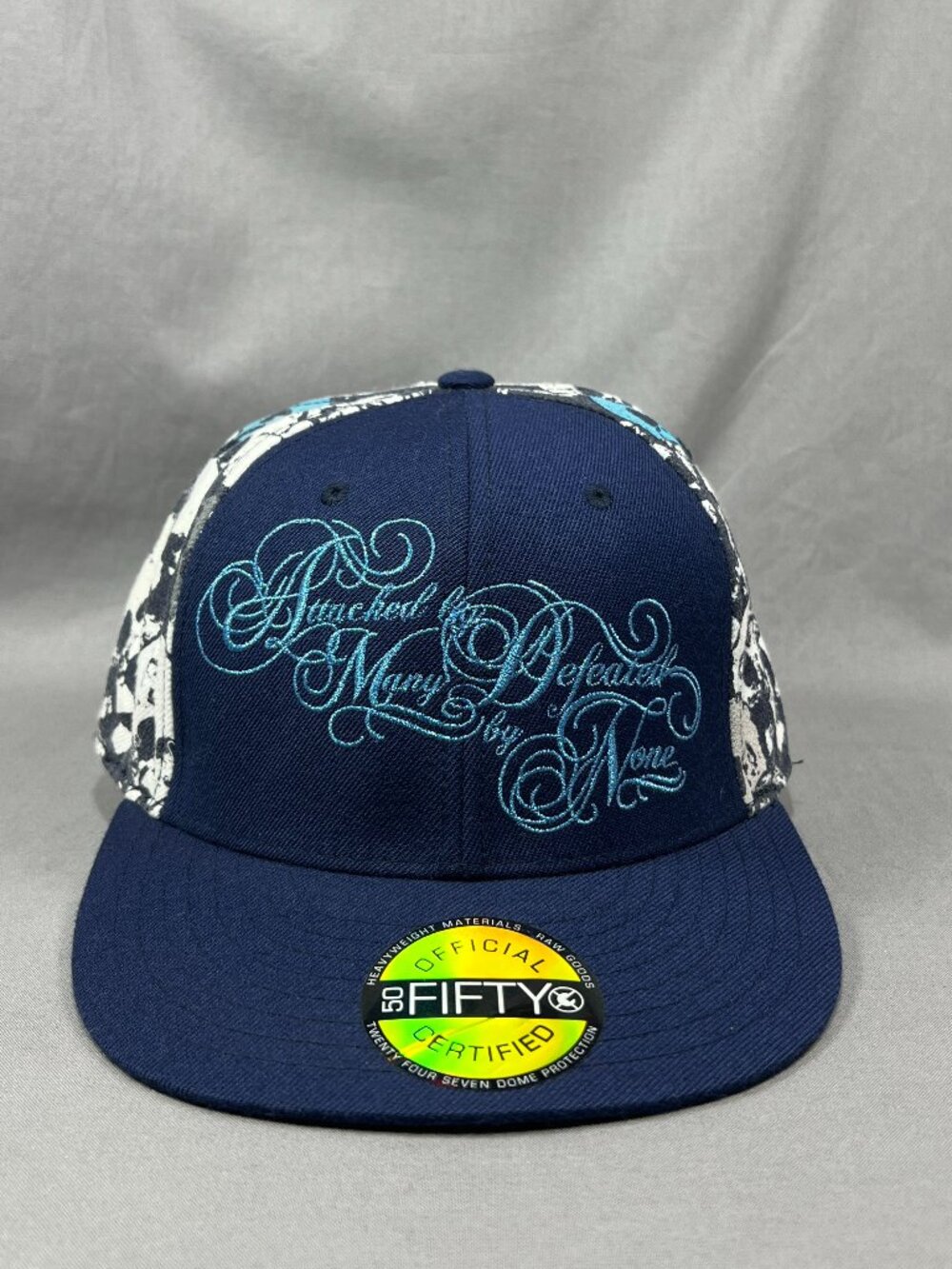 Vtg G Unit 50 Cent Fitted 7 3/4 Hat Navy Blue Streetwear Skulls Hip Hop Cap Y2K